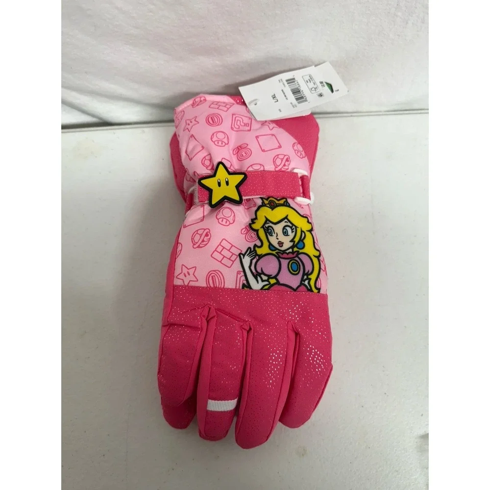 Girls Princess Peach Super Mario  Winter Gloves Thinsulate SKI Gloves Size L/XL